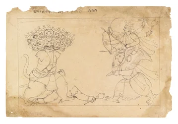 Le démembrement du démon Kalanemi, du Bhagavata Purana, vers 1740